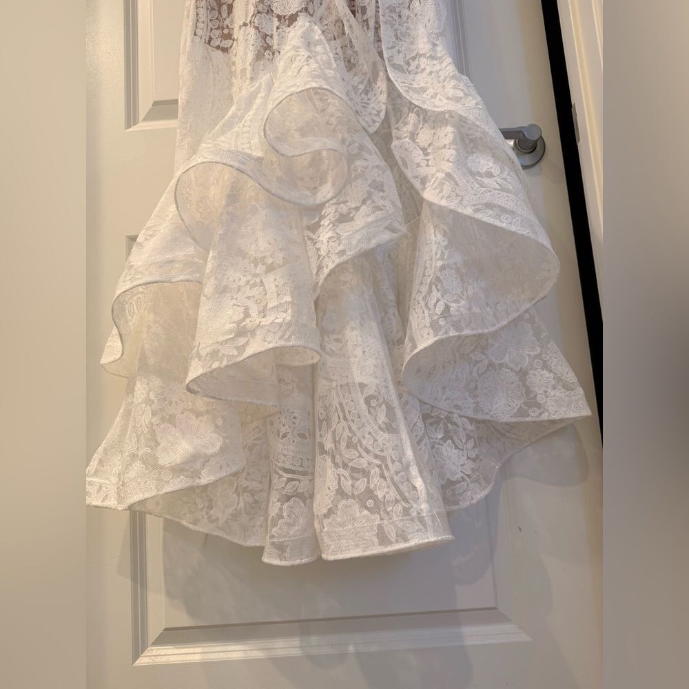 NWOT BRONX ADN BANCO Sicilia Ruffle LACE White wedding bridal dress - Picture 6 of 16